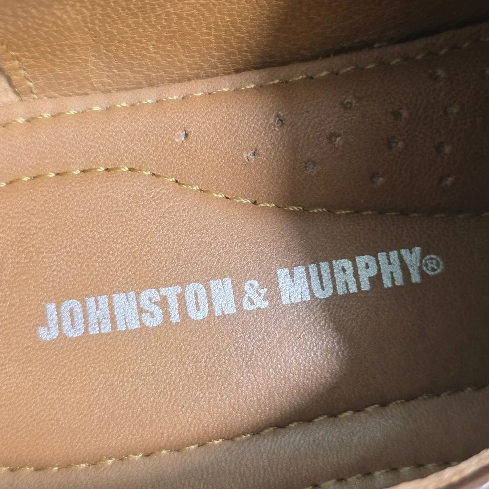Johnston &‎ Murphy Slip On Loafers Brown Leather Square Toe Mens 9M Good
